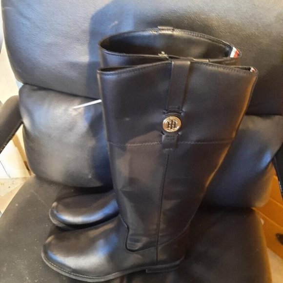 NEW ! Tommy Hilfiger Women's Shano Wide Calf Classic Riding Boot Black Size 9 - Picture 2 of 6